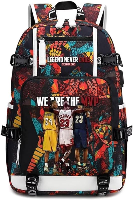jogador de basquete estrela Legend Never Ends mochila multifuncional de viagem estudante laptop mochila fãs mochila para homens mulheres (Vermelho – Padrão 1)