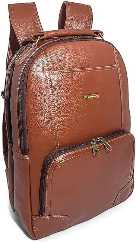 Mochila Executiva Masculina De Couro Legítimo Para Notebook Cor:Caramelo