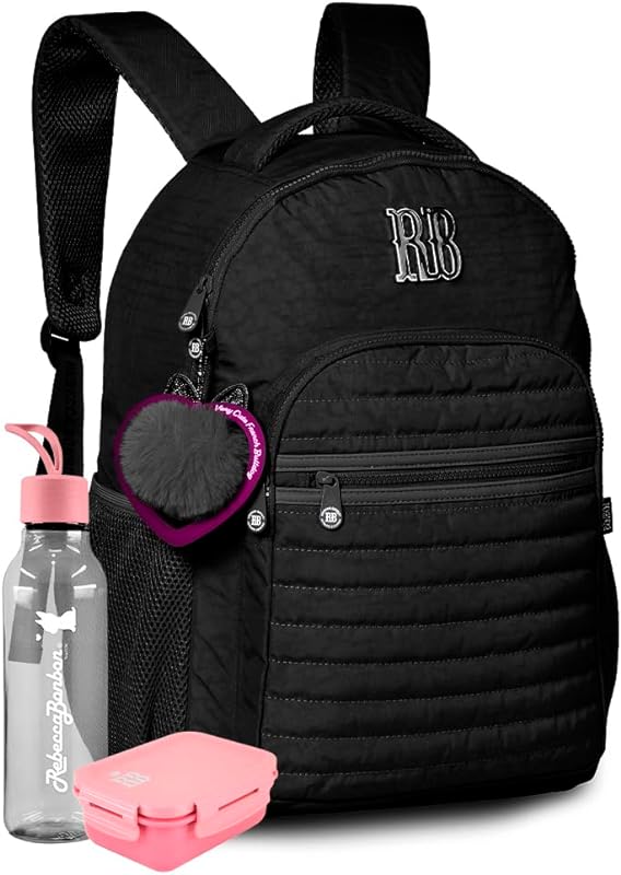 Mochila Rebecca Bonbon Escolar Bolso Antifurto Infantil Feminino Com Squeeze E Marmitinha RB