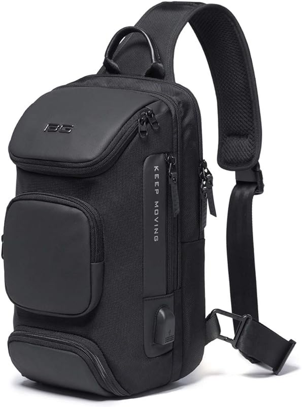 Mini Mochila Masculina Bolsa Transversal de Ombro Impermeável Pequena Pochete Premium com Detalhes em Couro Compacta com Diversos Bolsos e Compartimentos Shoulder Bag Bange