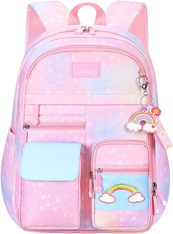 Mochila infantil arco-íris | Mochilas fofas para peso para meninas e meninos | Bolsa viagem, mochila fim semana, perfeita para escola primária, ensino médio, piquenique, acampamento, caminhadas e acampamento verão Nanyaciv