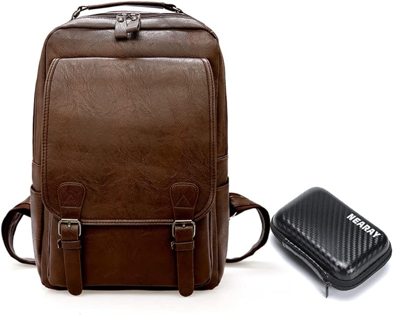 Mochila Reforçada Notebook De Couro PU Leve Executivo Luxo, Mochilas De Viagem Impermeável Para Homens