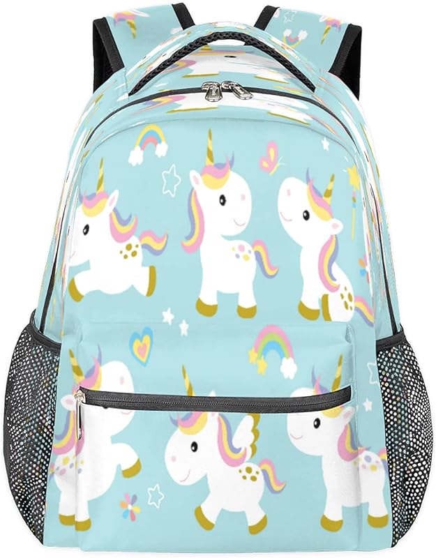 Mochila para mulheres e homens, unicórnio fofo, arco-íris, viagem, laptop, mochila à prova d’água, mochila diária com vários bolsos, mochila casual para escola, acampamento, caminhada, trabalho, Unicórnio, Medium, Mochilas Daypack
