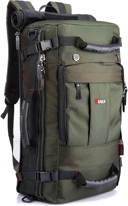 Mochila de viagem KAKA, bolsa de mão resistente à água, aprovada por voo, mochila de viagem de fim de semana, mochila para homens e mulheres, Verde, 22.4×11.8×5.9 inches