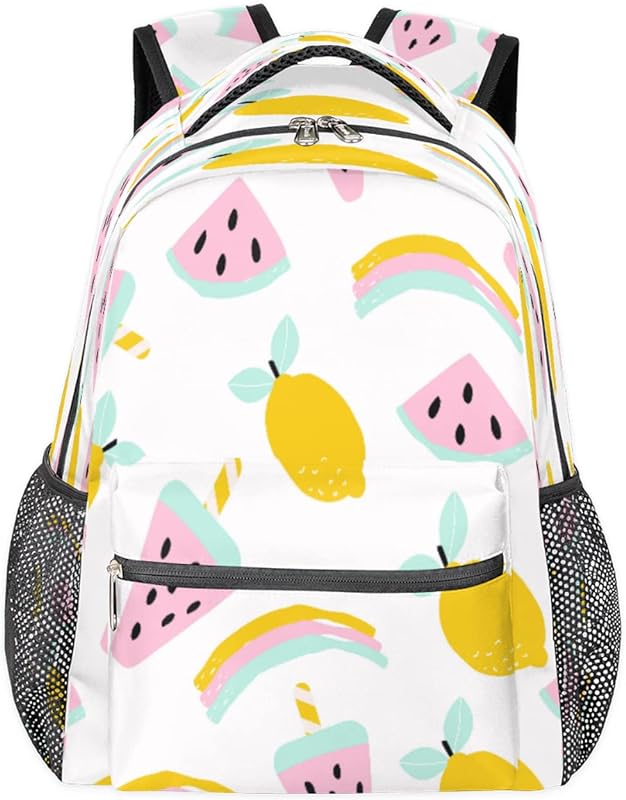 Mochilas de melancia para mulheres homens, frutas de limão mochila escolar para meninos e meninas adolescentes, mochilas para laptop para faculdade, mochila de viagem à prova d’água mochila para caminhada, Multicor, Medium