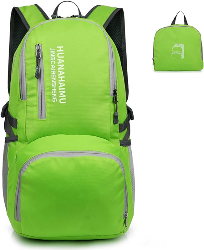 Jethrora Mochila dobrável leve e embalável à prova d’água para viagem caminhada mochila de dia para homens e mulheres