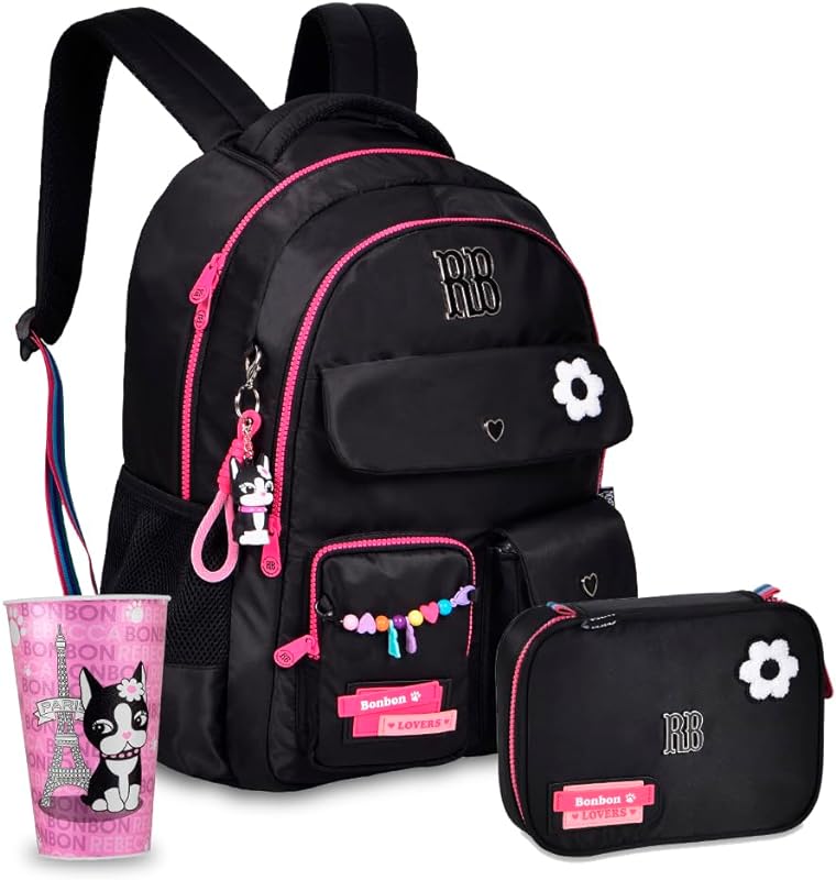 Kit Mochila Color Pop Colegial Rebecca Bonbon Feminina Infantil RB Com Copo RB Kit Mochila Color Pop Colegial Rebecca Bonbon Feminina Infantil RB Com Copo RB