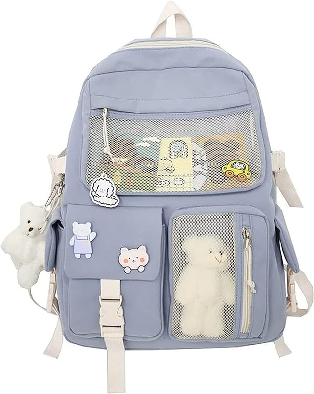 Thanps Mochila Kawaii com broche fofo e acessórios Mochila Kawaii fofa para mochila escolar Kawaii Girl