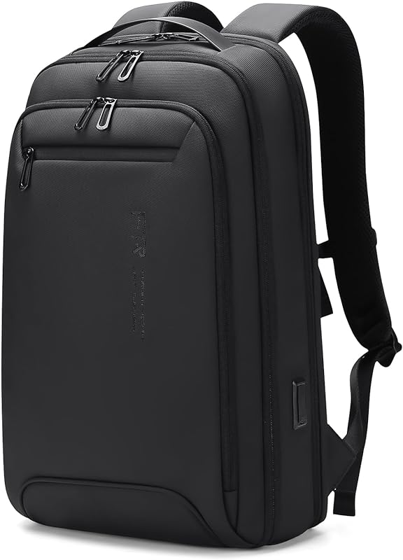 Mochila de laptop de negócios para homens, mochila de viagem USB fina leve resistente à água unissex trabalho/faculdade mochila de computador de 15,6 polegadas, Preto, 15.6 inch, Empresarial