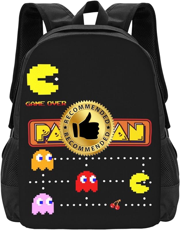 RACEK Mochilas de anime duráveis para laptop, viagem, acampamento, caminhadas, mochila de ombro Eat P-ac Man