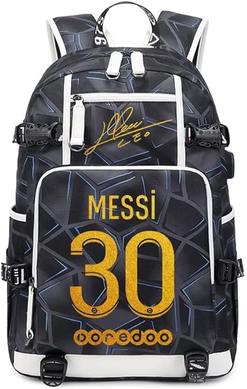 ELFJE Mochila multifuncional para laptop mecânica a laser individualizada M-essi de futebol mochila de viagem para fãs