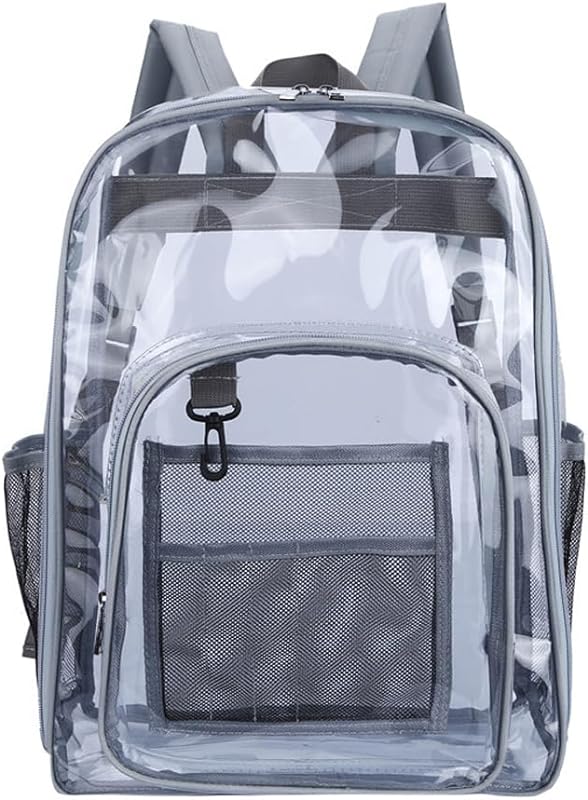 CIADAZ Mochila transparente de pvc para trabalho pesado, bolsa de viagem transparente para livros escolares, grande capacidade para meninos e meninas adolescentes