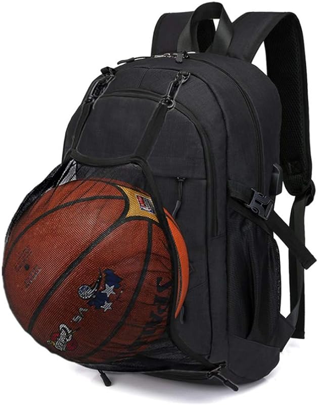 Mochila de Basquete com Porta USB de Carregamento para Laptop e Bola de Futebol da Tendycoco para Homens e Meninos