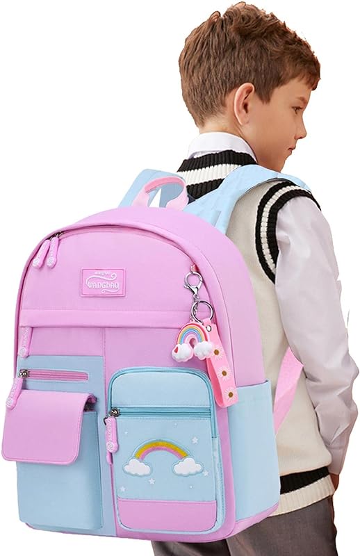 Bolsas para livros para meninas – Mochila escolar de grande capacidade para meninas, impermeável, rosa, arco-íris, mochilas escolares leves para meninas Znet-au