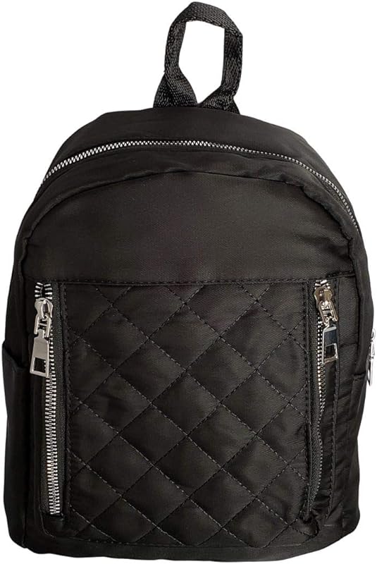Mochila pequena em nylon matelassê preto Maria Adna