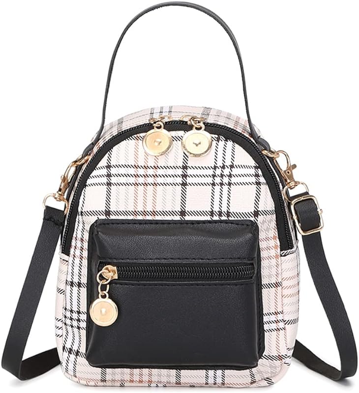 Mochila de mão feminina xadrez estampada simples bolsa para celular FS057 Mochila de mão feminina xadrez estampada simples bolsa para celular FS057