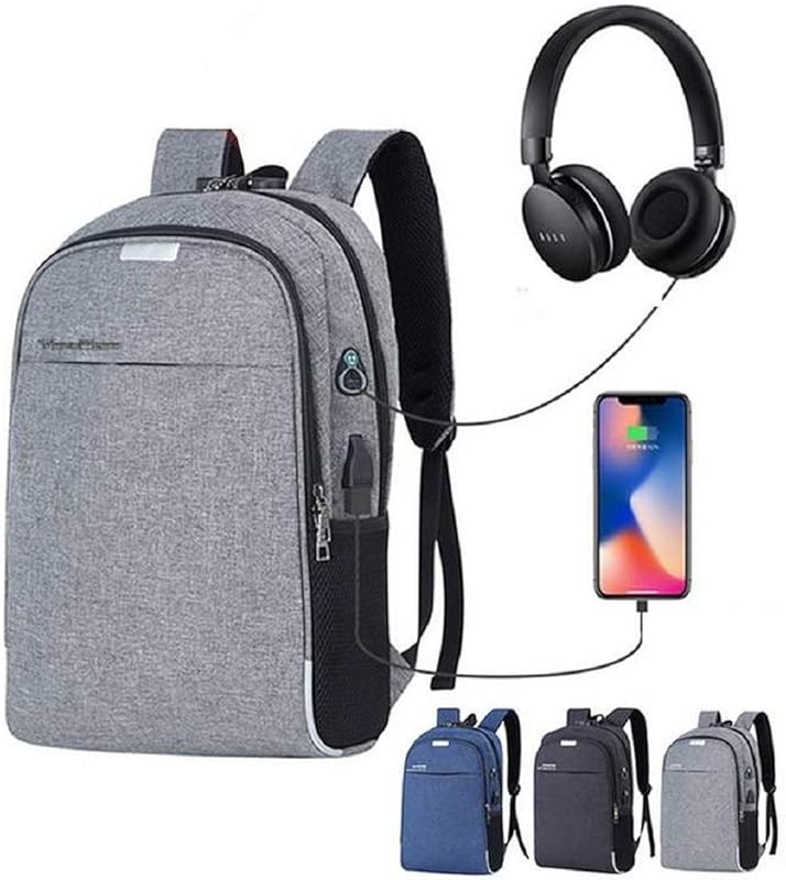 Mochila Notebook 15.6 Masculina Grande Anti furto Cabo USB Entrada fone de Ouvido