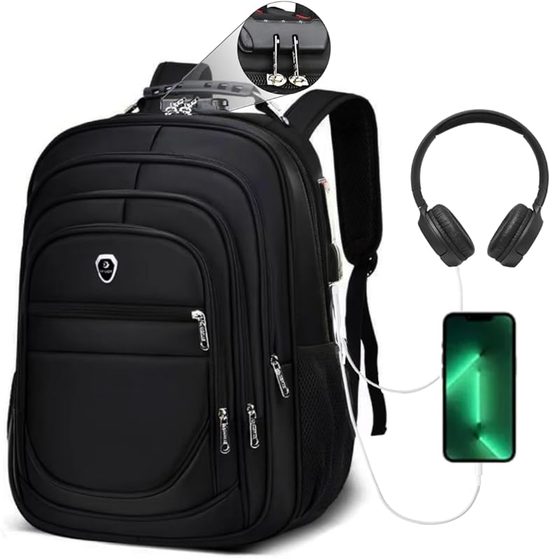 Mochila Grande Masculina Feminina Escolar Bolsa Para Laptop Notebook Casual Escola Trabalho Viagem Senha Trava Anti Furto Cabo Usb Auxiliar