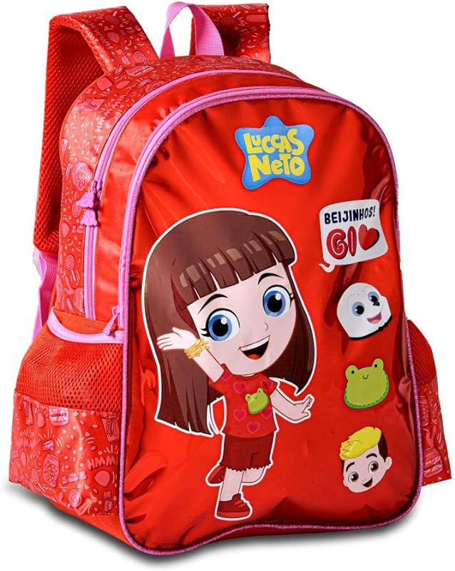 Mochila de Costas, Clio, Gi Neto, Holográfica Vermelha, Grande