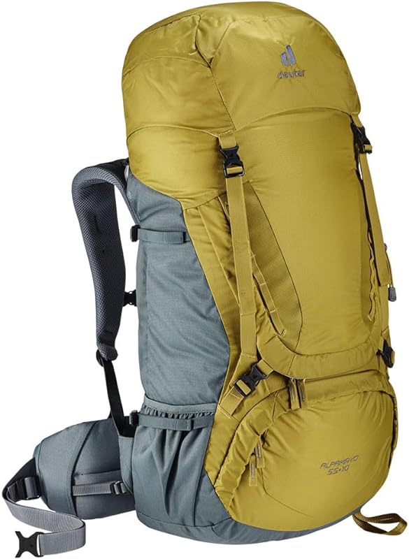 Mochila Cargueira Alpamayo para Trekking, Viagens e Caminhadas Longas, 55+10 Litros, Amarela.