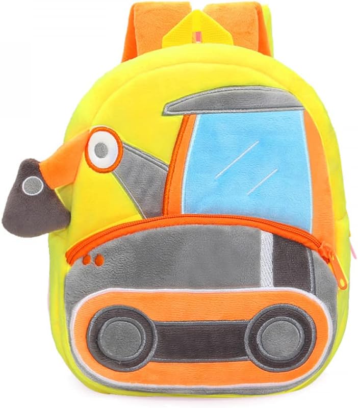 Mochila De Escola Primária Bonita Mochila De Ombro Infantil Para Meninos E Meninas,Mochila Da Série De Veículos De Engenharia (Escavadeiras)