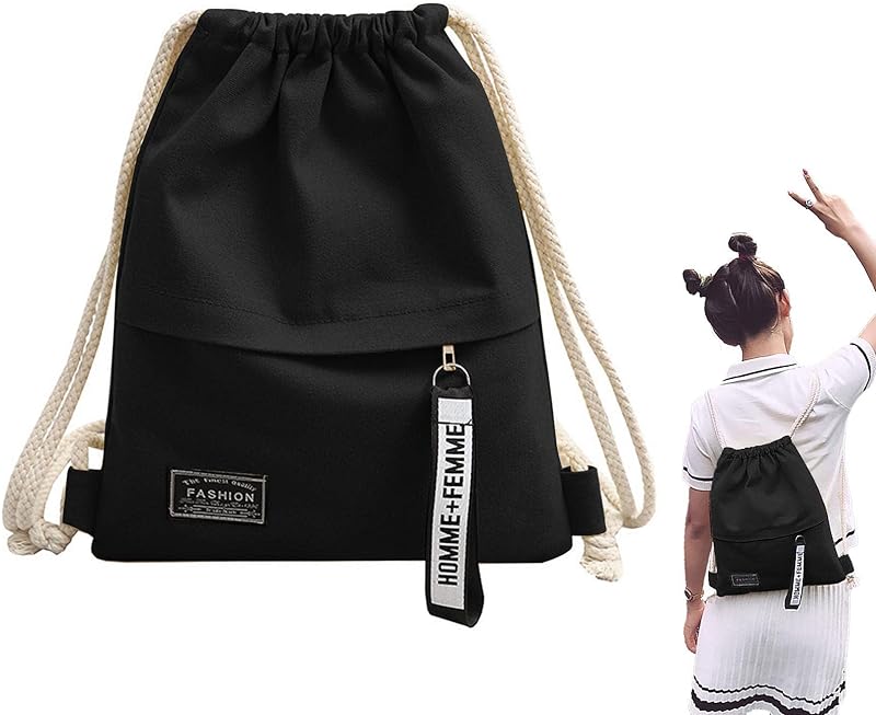 cordão desportivo – Mochila portátil com cordão para meninos – Mochila lona com cordão Saco mochila para academia viajar acampamento, caminhada Uwariloy