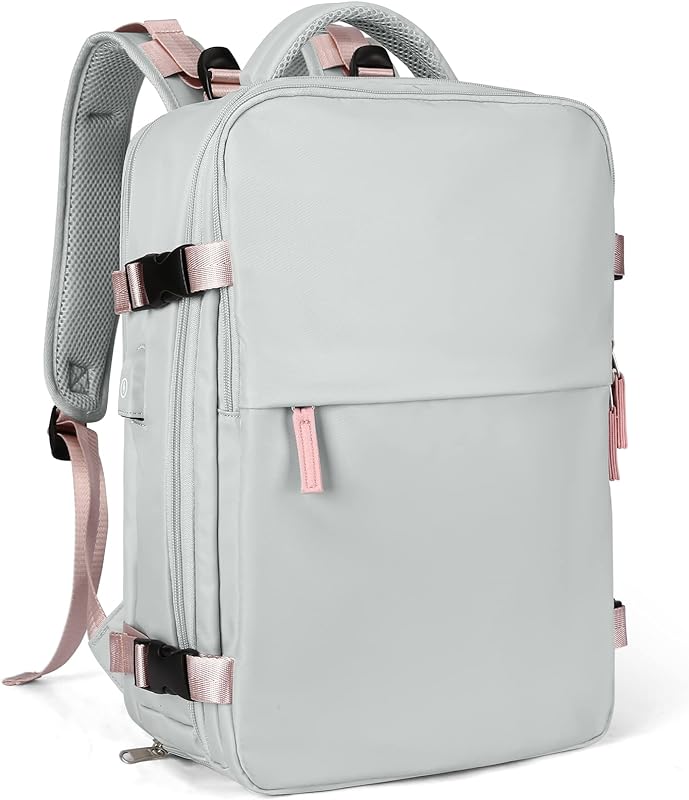 Mochila de viagem grande feminina, bagagem de mão, mochila impermeável para fazer trilha e esportes ao ar livre, mochila escolar, G – Cinza