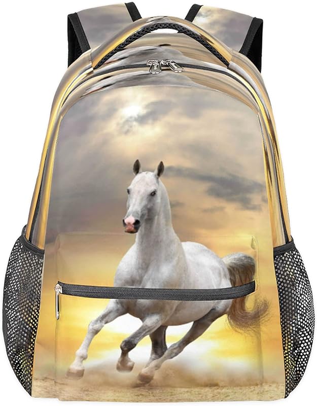 Mochilas para adolescentes meninas meninos corrida cavalo mochila de viagem para mulheres homens bolsas de livros mochilas universitárias para escola, trabalho laptop mochilas resistentes à água mochila para caminhadas, Multicor, Medium