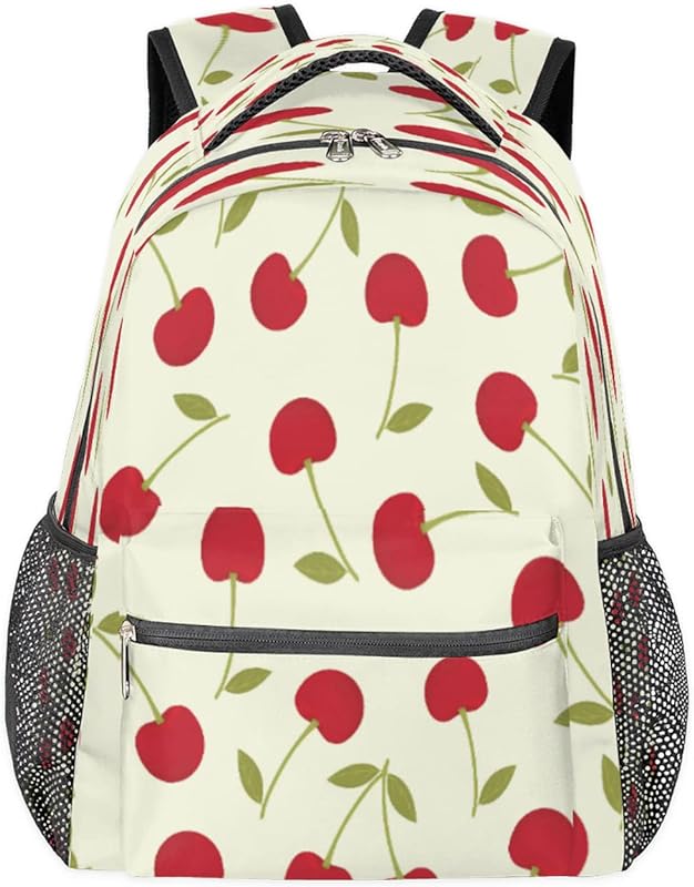 Mochilas para adolescentes, meninas, meninos, cereja, mochila de viagem para mulheres e homens, mochilas de folha para livros, mochilas universitárias para escola, trabalho, laptop, mochila resistente à água para caminhadas, Multicor, Medium