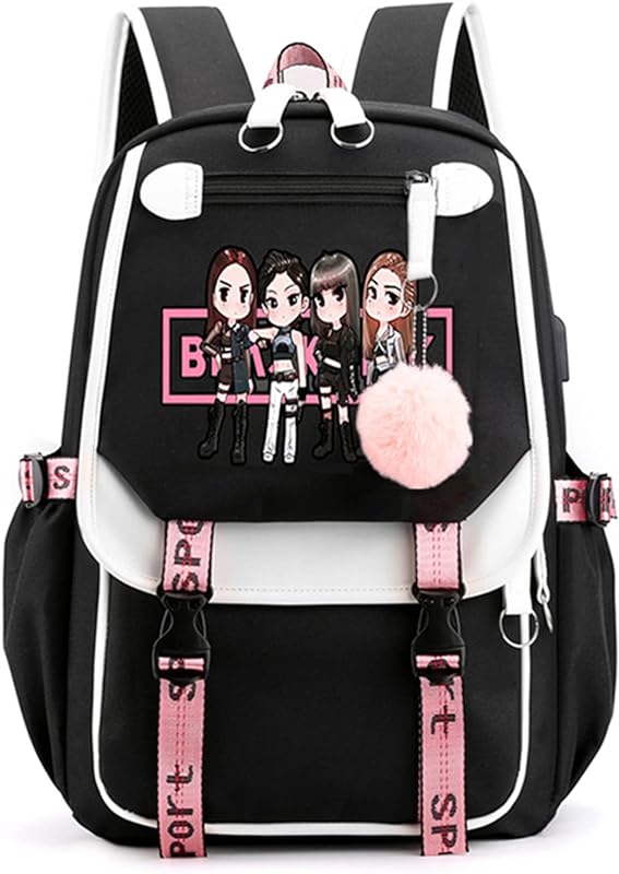 Kpop Mochila Lisa Rose JISOO Jennie Shouler Bolsa Mensageiro Moda Mochila Carregamento USB