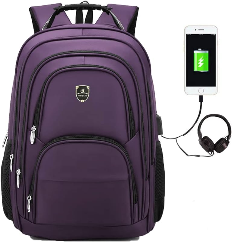 Mochila Roxa Resistente Impermeável C/ Usb E P2 Alça Cabo De Aço