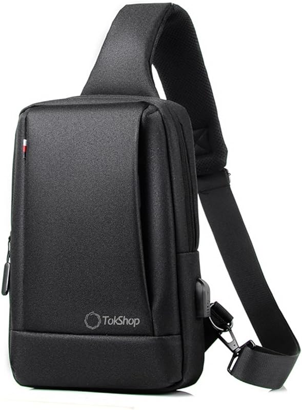 Mini Mochila Transversal Pochete Masculina Pequena Impermeável Resistente com Entrada USB e 3 Bolsos Mochillinha de Peito Shoulder Bag Masculina