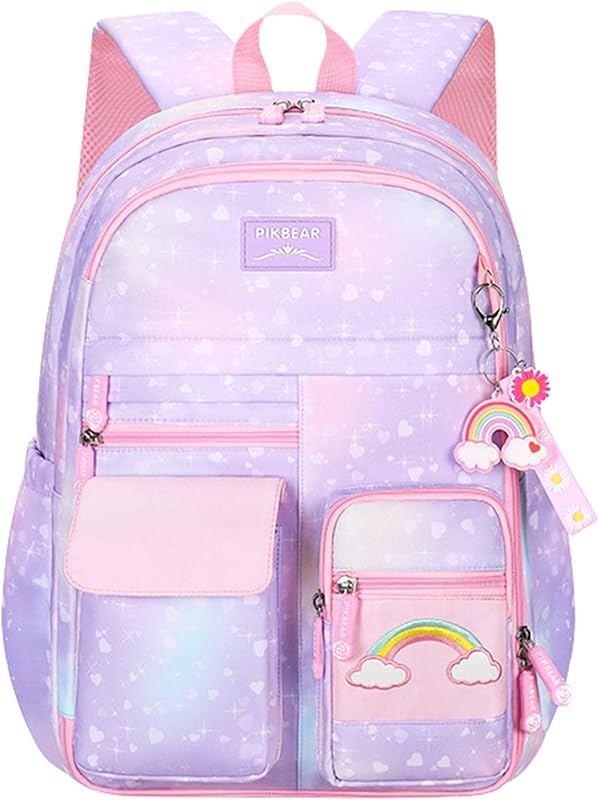 Mochila arco-íris | Mochilas Escolares GranCapacida| Mochilas cor-rosa gradiente para meninas, escola primária, mochila arco-íris, mochila arco-íris para caminhadas, viagens,