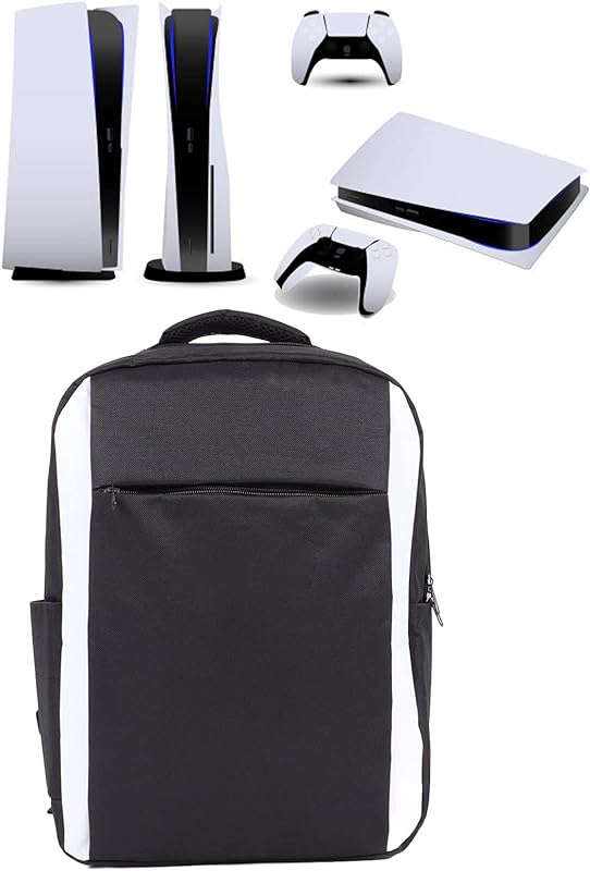 Mochila de Armazenamento Multifuncional para PS5, Estojo de Transporte à Prova de Choque, Portátil para Viagens, Durável e à Prova D’água, Alça de Ombro Ajustável, Proteção