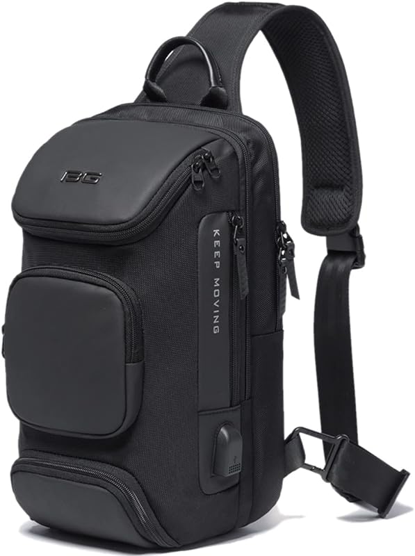 Mini Mochila Masculina Bolsa Transversal de Ombro Impermeável Pequena Pochete Premium com Detalhes em Couro Compacta Diversos Bolsos e Compartimentos Shoulder Bag Bange