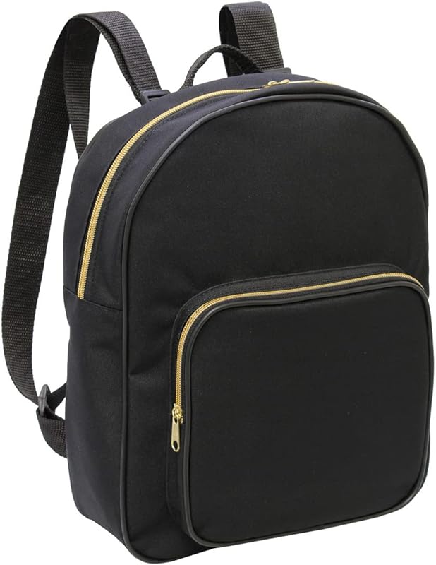 BOLSA-MOCHILA EM NYLON OXFORD PRETO COM ZIPER DOURADO LS BM3169