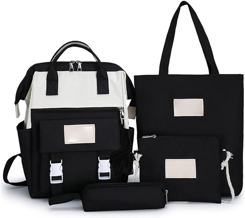 plplaaobo Mochila escolar feminina, 4 peças, grande capacidade, vários bolsos, conjunto de mochila para estudantes, universitária, com bolsa, bolsa transversal, estojo para lápis plplaaobo Mochila escolar feminina, 4 peças, grande capacidade, vários bolsos, conjunto de mochila para estudantes, universitária, com bolsa, bolsa transversal, estojo para lápis