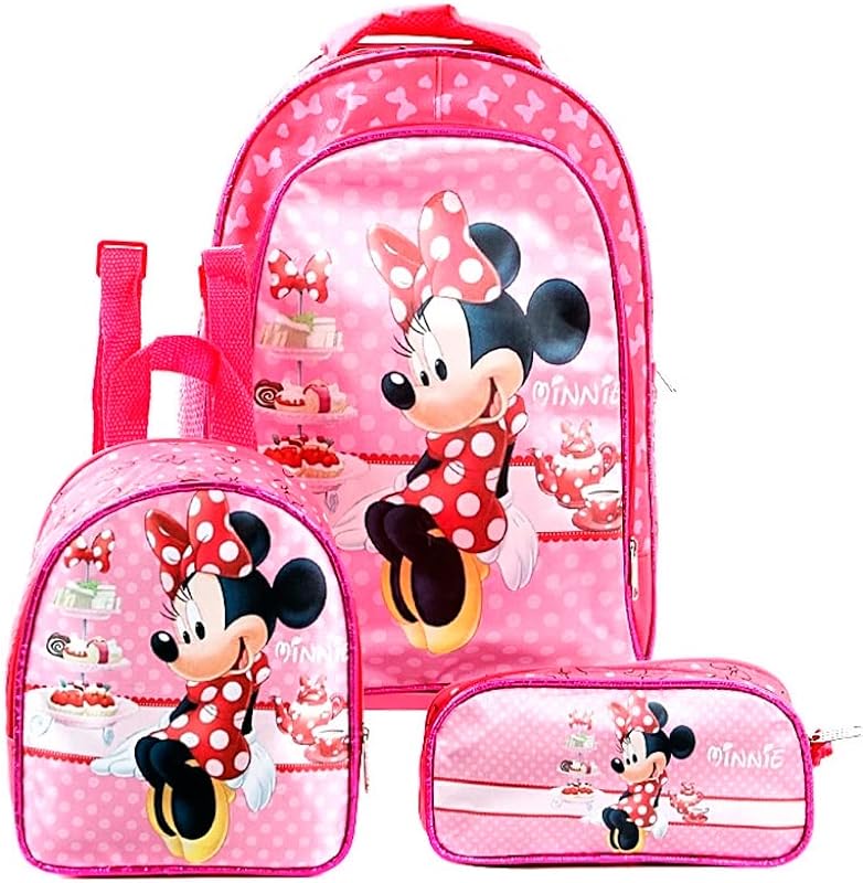 Kit Mochila de Costas da Minnie + Lancheira Térmica + Estojo