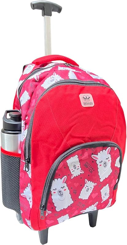 Mochila de Rodinhas Escolar Juvenil Feminina Lhamas