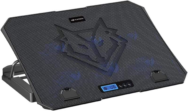 C3Tech Base para Notebook Gamer NBC-70BK ate 15,6″ Preto Com 5 opções de inclinação 6 ventiladores Painel digital para controle iluminação em LED
