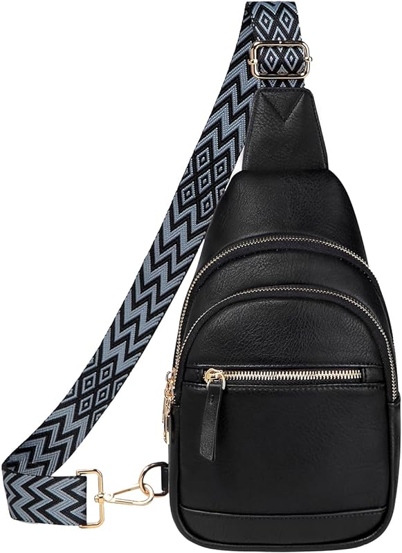 Mochila Mini, VASCHY Bolsa de Cintura Bolsa Sling para Mulher Homem Mochila Transversal Bolsa de Couro Vegano para o Peito para Viagem, Preto Mochila Mini, VASCHY Bolsa de Cintura Bolsa Sling para Mulher Homem Mochila Transversal Bolsa de Couro Vegano para o Peito para Viagem, Preto