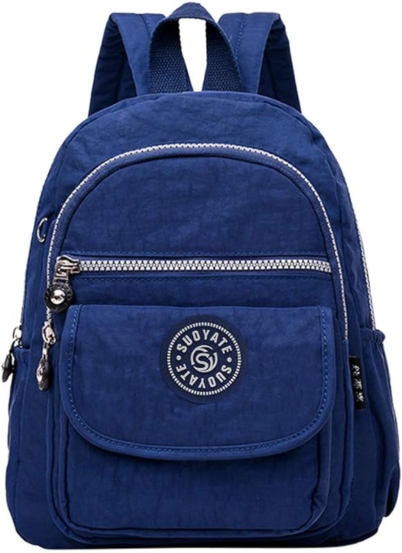 ALOVEMO Mochila de nylon à prova d’água para viagem, bolsa escolar, Dark Blue