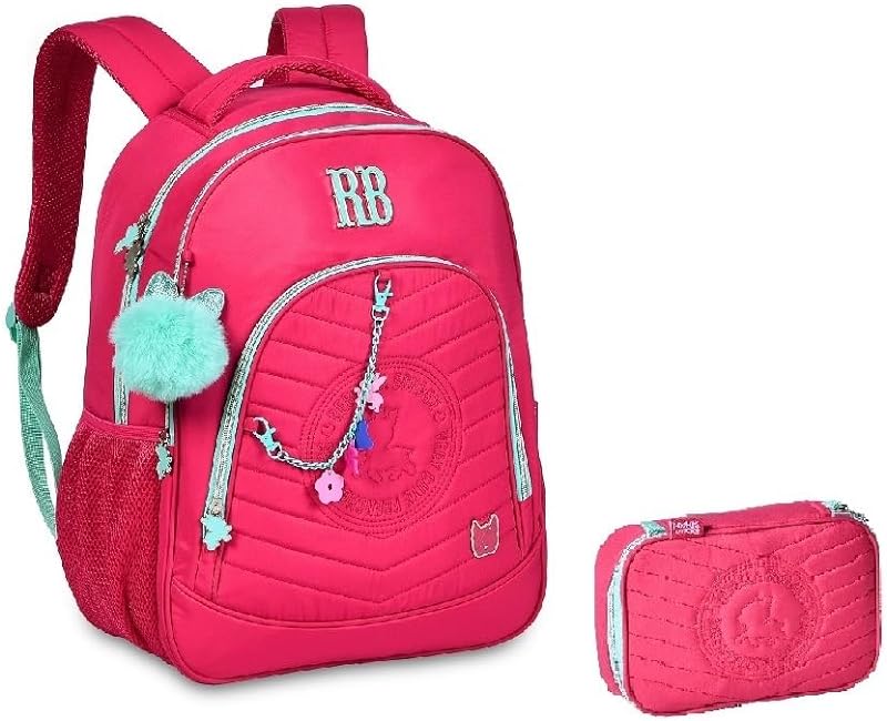Kit Mochila Costas 17,5 e Estojo Rebecca Bonbon Matelassê Rosa – Clio Style