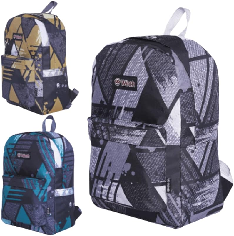 Mochila Juvenil Masculina Basic Winth Geometrico 17,5 Polegadas Cores Sortidas Wincy
