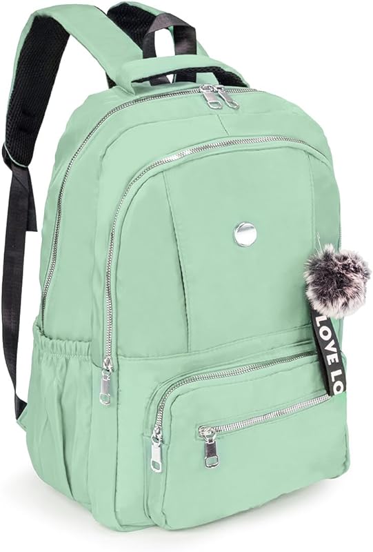 Mochila Feminina Escolar Casual Reforçada Viagem Grande Trabalho Escola Faculdade Passeio Lisa Simples Fofa Com Chaveiro Pompom