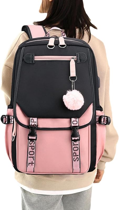 Mochila Escolar para Meninas Adolescentes,Mochila Feminina com Porta de Carga USB Bolsa Escolar – Mochila impermeável 27L, mochila escolar durável e de longa duração Generic