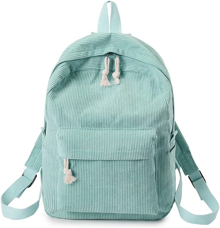 Mochila escolar listrada de veludo cotelê para meninos e meninas, bolsa de livros simples para ensino médio e faculdade