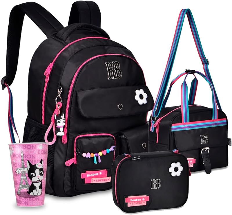 Coleção Completa Color Pop Rebecca Bonbon Mochila Estojo E Lancheira Térmica RB Com Copo RB