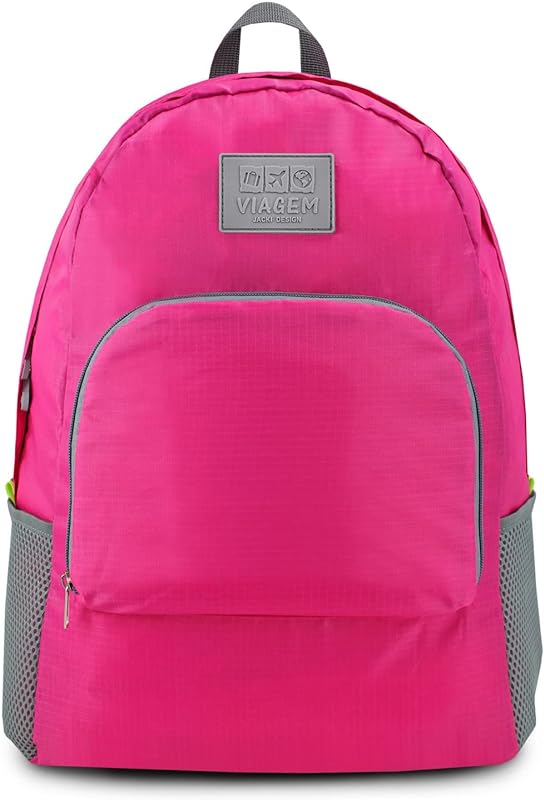 Mochila Dobrável Portátil Acampamento Viagem Rosa Bolsa Mala Cor:Pink
