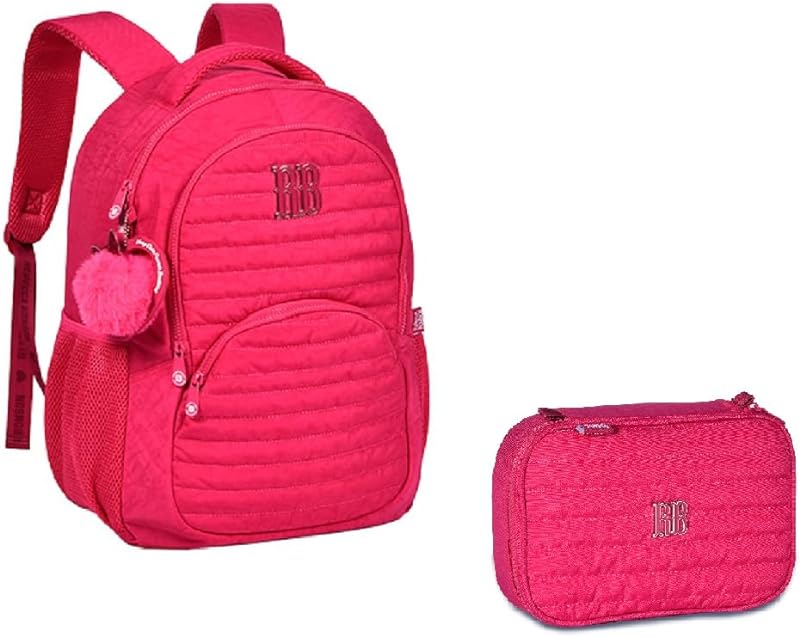 Kit Mochila Costas 17 e Estojo Rebecca Bonbon Crinkle Rosa – Clio Style